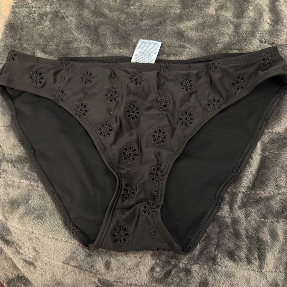 NWOT Shade & Shore Black Eyelet Bikini Bottom